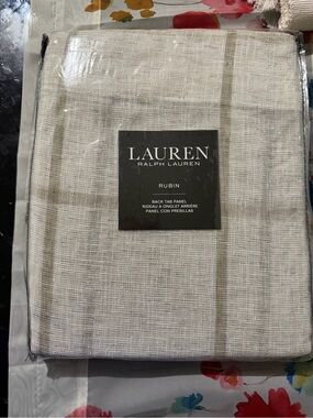 Ralph Lauren Rubin Back Tab Panel Curtain in Beige and Cream Stripe
